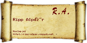 Ripp Alpár névjegykártya
